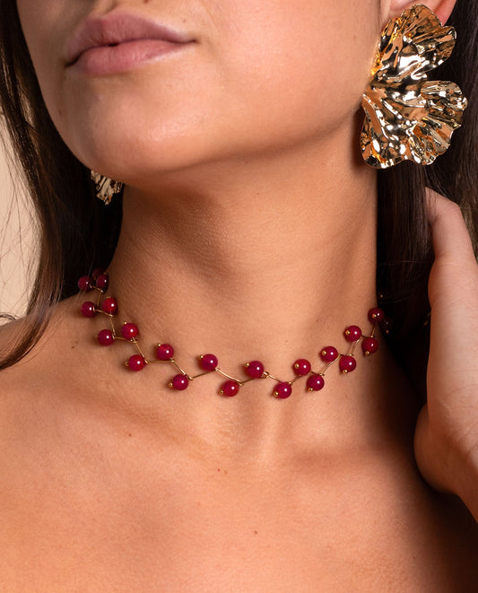 COLLAR ZIGY CORNALINE · ACERO BAÑO ORO