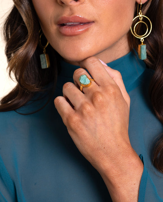 ANILLO HOPE AMAZONITE · BAÑO ORO