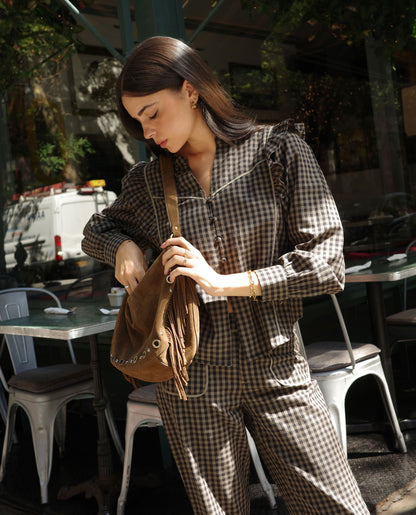 BLUSA FIRST COFFEE · CUADROS