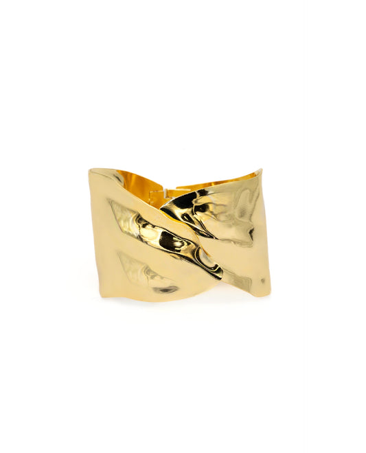 BRAZALETE CROSS LEAF · BAÑO ORO