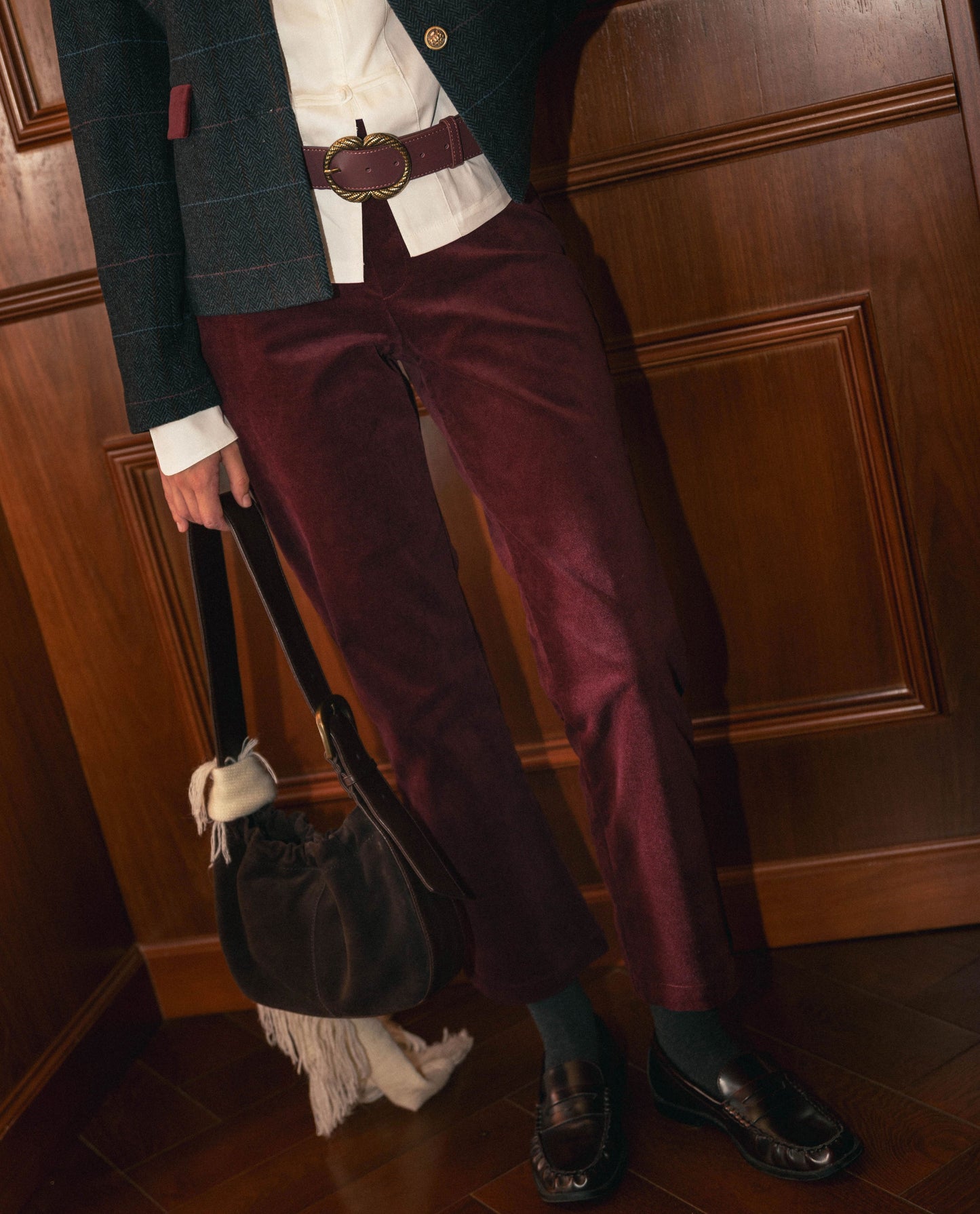 PANTALÓN VELVET SPELL · BURDEOS