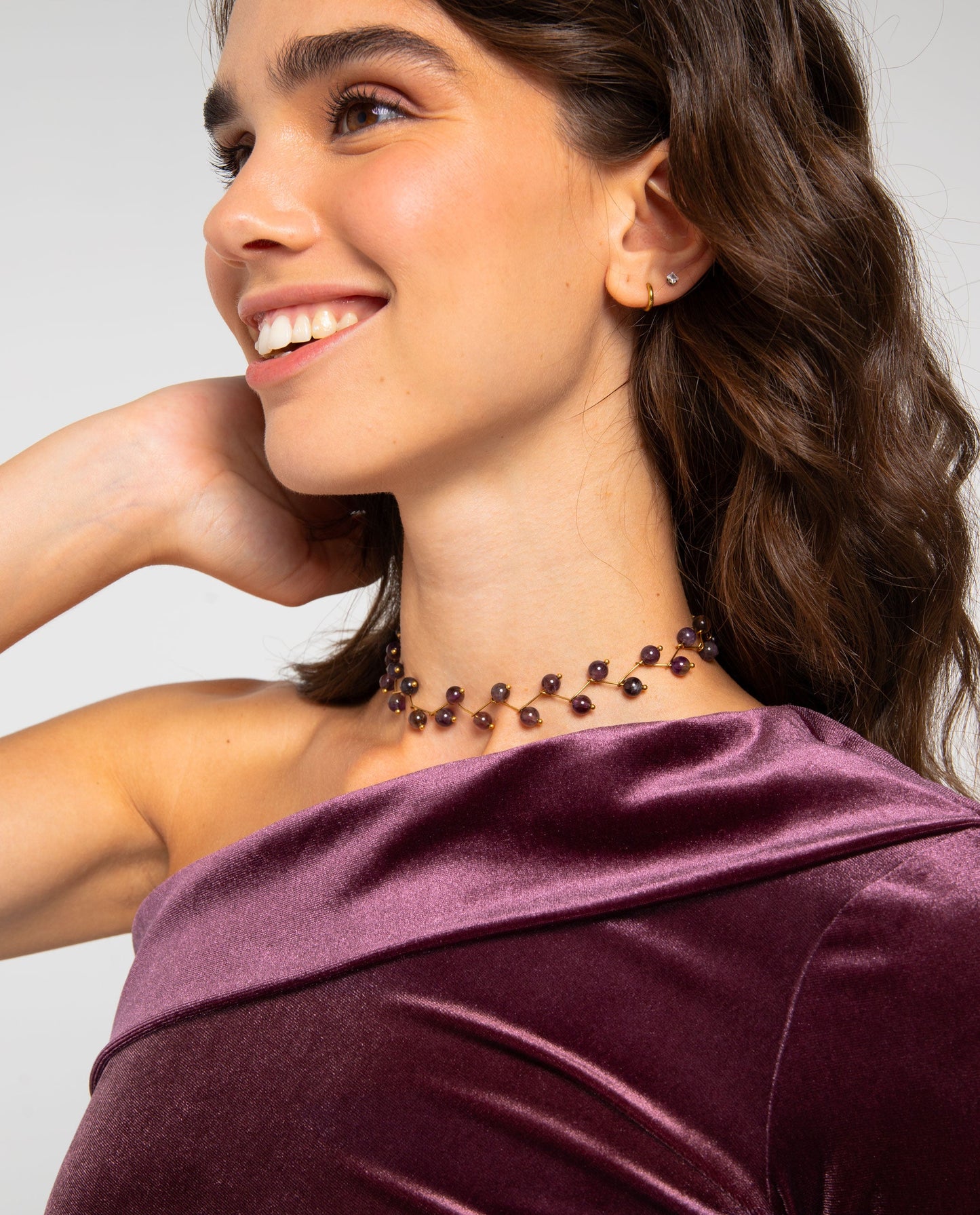 COLLAR ZIGY AMETHYST · ACERO BAÑO ORO