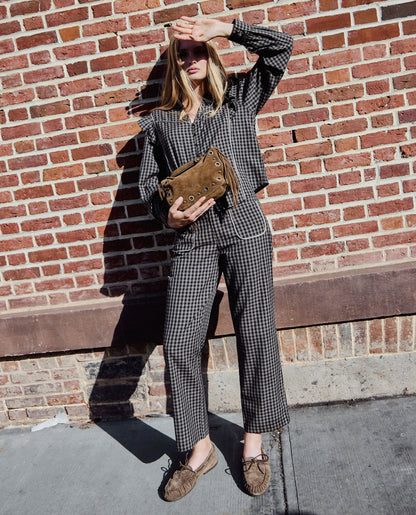 BLUSA FIRST COFFEE · CUADROS