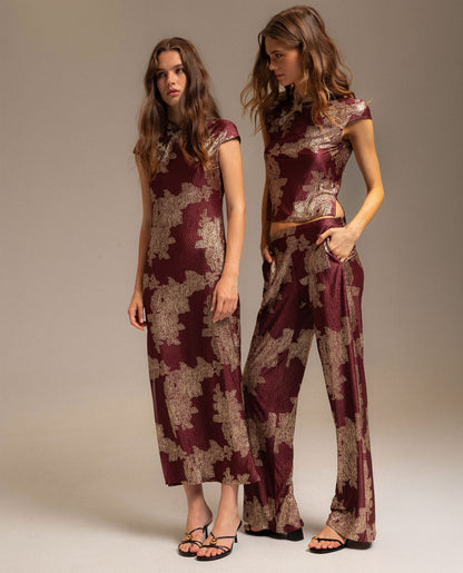 PANTALÓN RUBY BLOOM · BURDEOS