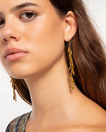 PENDIENTES DAILY TOUCH · VERDE Y DORADO